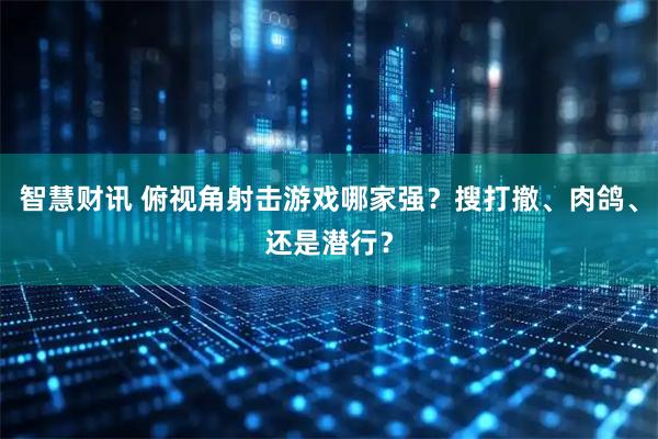 智慧财讯 俯视角射击游戏哪家强？搜打撤、肉鸽、还是潜行？